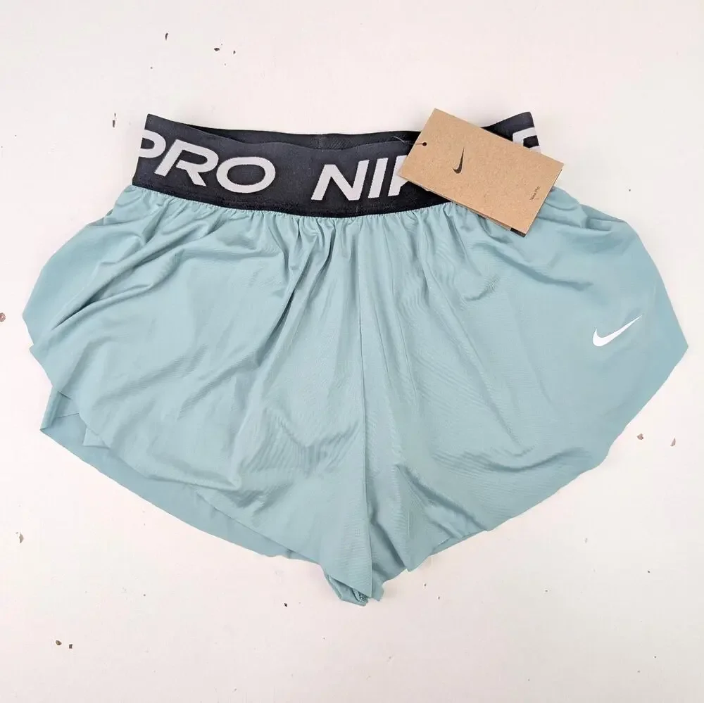 Nike Pro Girl's Small 2 in 1 Shorts - Cannon Green
